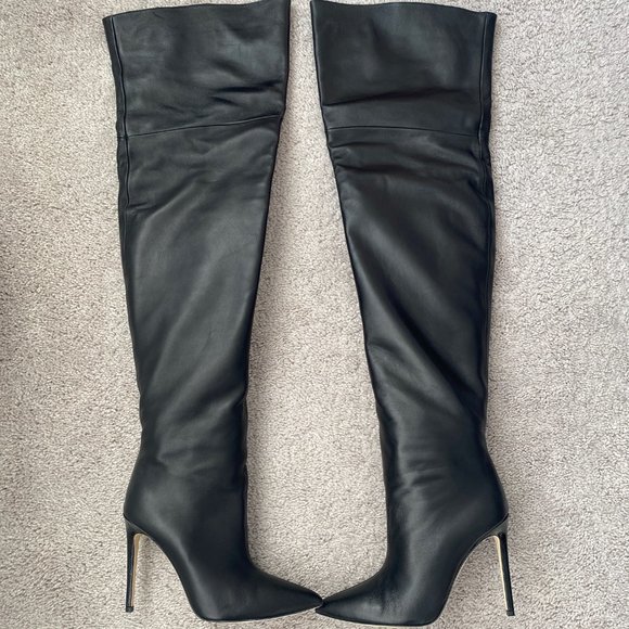 PARIS TEXAS Black Leather Nappa Over the Knee Boots 39 - Picture 2 of 9
